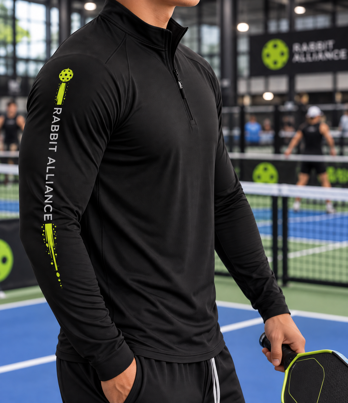 Pickleball Long Sleeve 1/4 Zip Performance Top Black